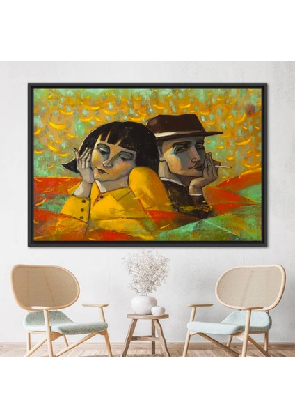 Aşıklar Portre Posteri, Sevgililer Günü Tablosu, Erkek-Kadın Portre Kanvası