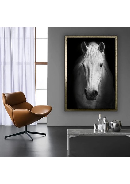 Beyaz At Duvar Tablosu, At Dekoru, Büyük Boy Kanvas, Oturma Odası Için At Resmi fırsatları