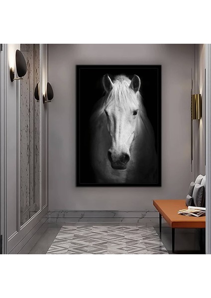 Beyaz At Duvar Tablosu, At Dekoru, Büyük Boy Kanvas, Oturma Odası Için At Resmi indirimleri