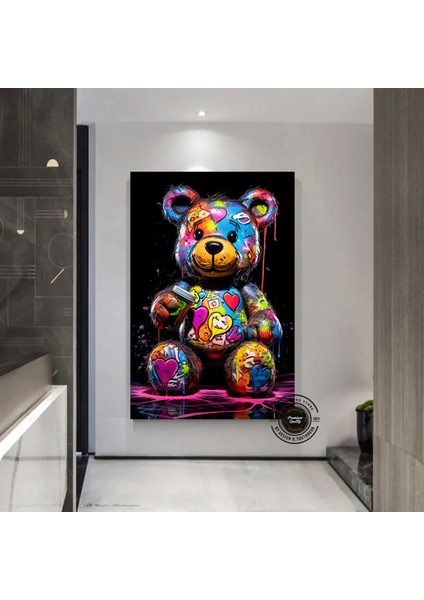 Ayıcık Duvar Tablosu, Ayı Graffiti Sanatı, Renkli Sokak Sanatı fiyatları