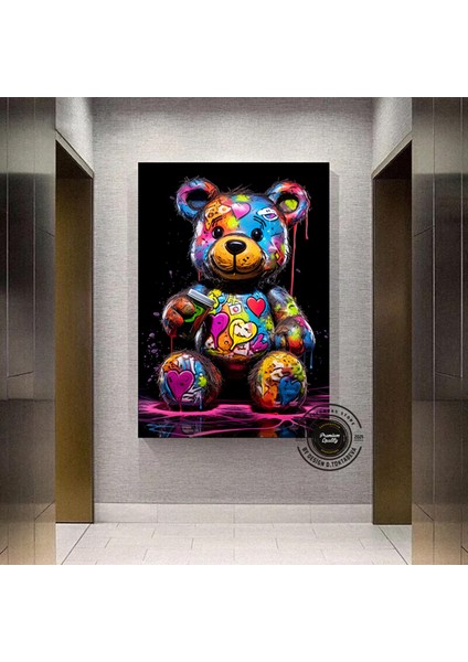 Ayıcık Duvar Tablosu, Ayı Graffiti Sanatı, Renkli Sokak Sanatı modelleri