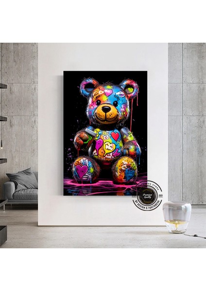 Ayıcık Duvar Tablosu, Ayı Graffiti Sanatı, Renkli Sokak Sanatı fırsatları