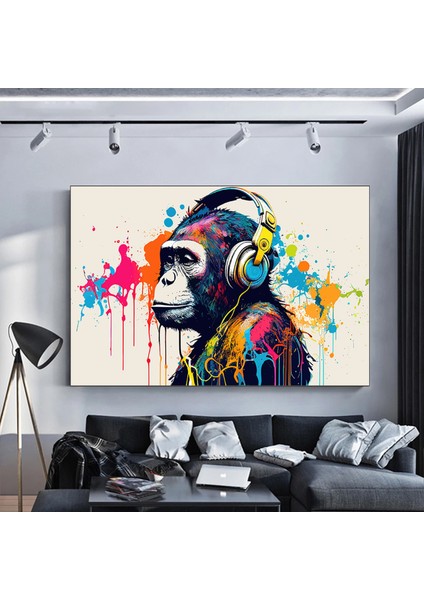 Soyut Graffiti Maymun; Komik Gorilla Duvar Sanatı; Renkli Şempanze Kanvas Décor modelleri