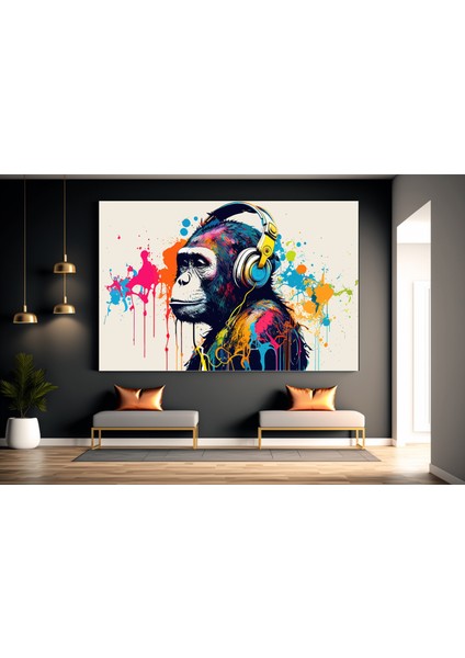 Soyut Graffiti Maymun; Komik Gorilla Duvar Sanatı; Renkli Şempanze Kanvas Décor fırsatları