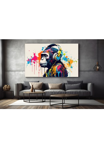Soyut Graffiti Maymun; Komik Gorilla Duvar Sanatı; Renkli Şempanze Kanvas Décor indirimleri