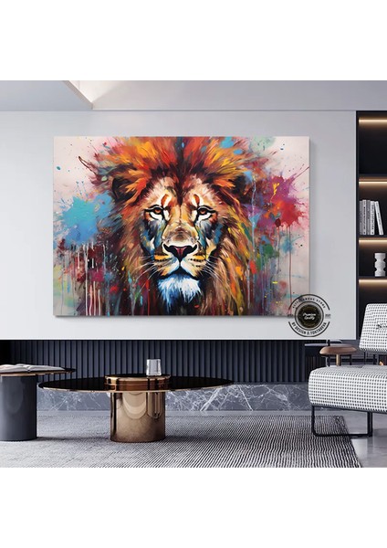 Graffiti Aslan Kanvas Baskısı; Renkli Kanvas Boyamalar; Ev Duvar Dekoru; Aslan Duvar Sanatı; Soyut A