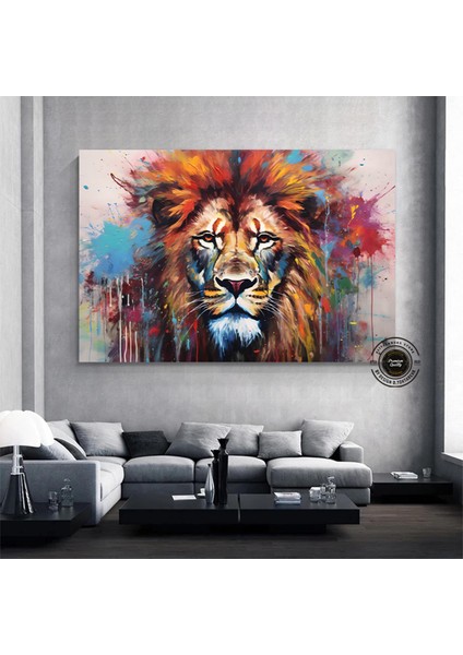 Graffiti Aslan Kanvas Baskısı; Renkli Kanvas Boyamalar; Ev Duvar Dekoru; Aslan Duvar Sanatı; Soyut A