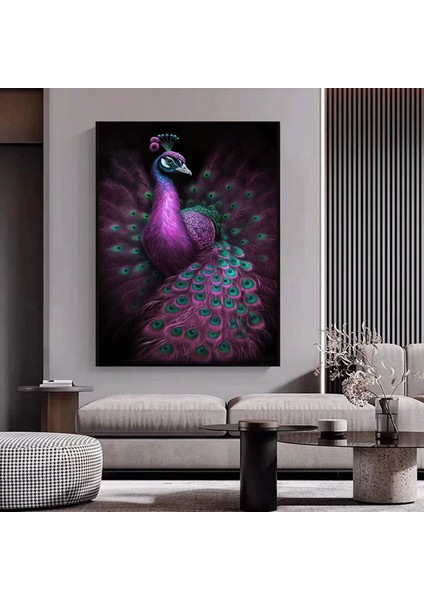 Modern Sanat Pembe Tavuskuşu – Lüks Dijital Baskı Sanatı; Tavuskuşu Kanvas Resmi modelleri