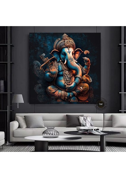 Harika Ganesha Duvar Sanatı – Soyut Duvar Sanatı, Renkli Ilham Veren Ganesha Kanvas Tablosu
