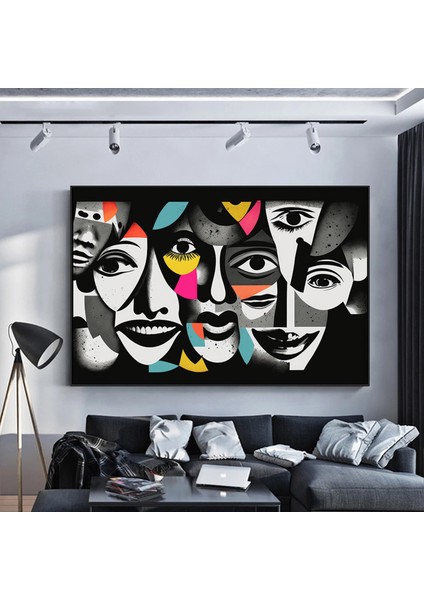 Modern Sanat Kanvası, Soyut Insan Duvar Dekoru, Soyut Kanvas Sanatı, Renkli Yüz Kanvas Sanatı fiyatları