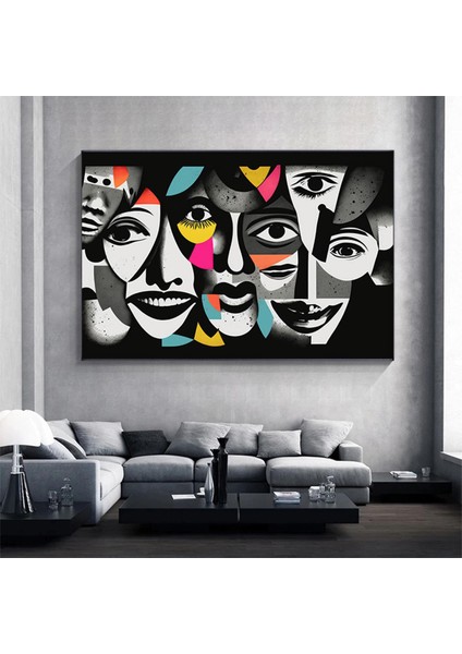 Modern Sanat Kanvası, Soyut Insan Duvar Dekoru, Soyut Kanvas Sanatı, Renkli Yüz Kanvas Sanatı fırsatları
