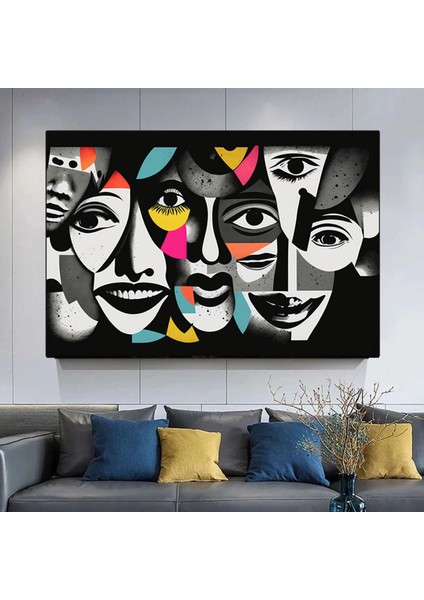 Modern Sanat Kanvası, Soyut Insan Duvar Dekoru, Soyut Kanvas Sanatı, Renkli Yüz Kanvas Sanatı indirimleri