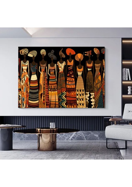 Afrikalı Kadın Sanatı Baskıları, Soyut Afrikalı Kadın Tablosu, Büyük Yatak Üstü Dekoru