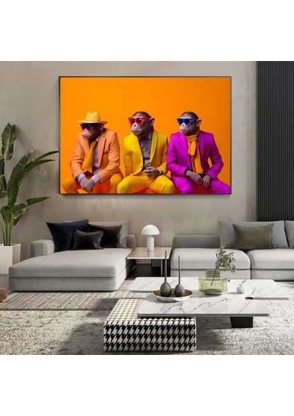 3 Maymun Kanvas Sanatı; Düşünen Maymunlar; Zeki Maymun Kanvas; Hayvan Duvar Sanatı; Ev Dekoru fırsatları