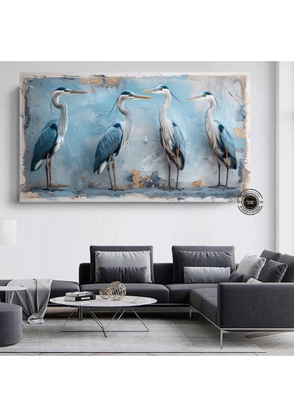 Mavi Balıkçıl Duvar Sanatı; Soyut Balıkçıl Baskısı; Kıyı Kuşu; Çok Renkli indirimleri