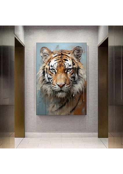 Vahşi Kaplan Kanvas Duvar Sanatı, Renkli Canlı Yağlı Boya Tarzı, Bengal Kaplan Portresi fiyatları