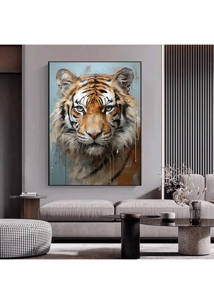 Vahşi Kaplan Kanvas Duvar Sanatı, Renkli Canlı Yağlı Boya Tarzı, Bengal Kaplan Portresi modelleri