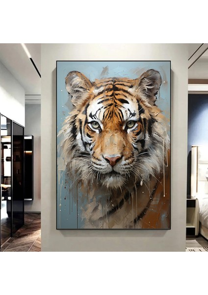 Vahşi Kaplan Kanvas Duvar Sanatı, Renkli Canlı Yağlı Boya Tarzı, Bengal Kaplan Portresi fırsatları