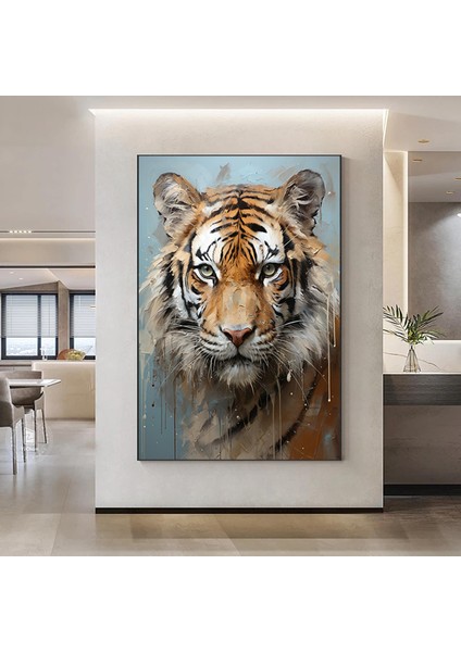 Vahşi Kaplan Kanvas Duvar Sanatı, Renkli Canlı Yağlı Boya Tarzı, Bengal Kaplan Portresi indirimleri