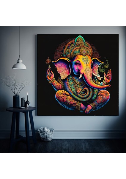 Muhteşem Ganesha Duvar Sanatı – Soyut Duvar Tablosu; Renkli Ganesh Kanvas Sanatı fiyatları
