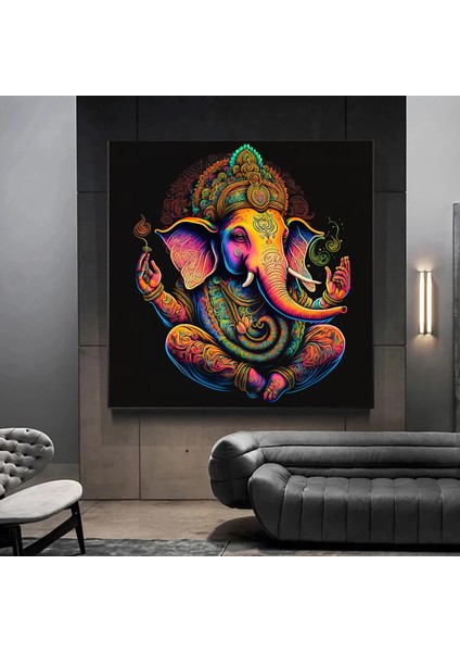 Muhteşem Ganesha Duvar Sanatı – Soyut Duvar Tablosu; Renkli Ganesh Kanvas Sanatı modelleri