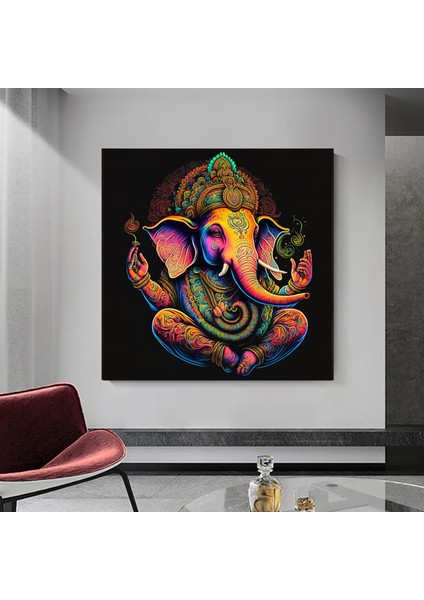 Muhteşem Ganesha Duvar Sanatı – Soyut Duvar Tablosu; Renkli Ganesh Kanvas Sanatı fırsatları