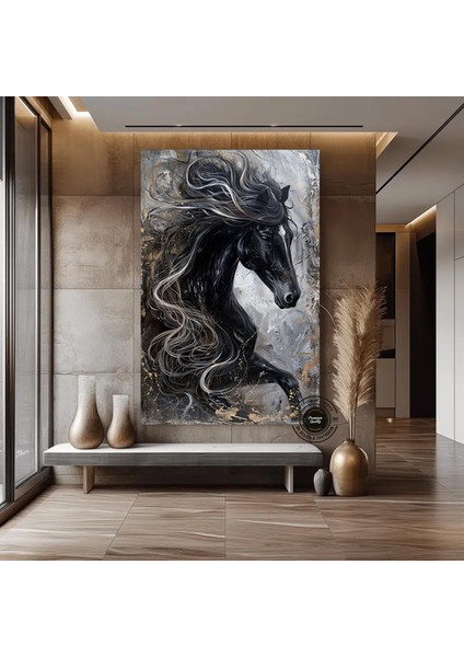 Siyah Beyaz At Portresi – Modern Ofis ve Ev Dekoru – Hazır Asılabilir fiyatları