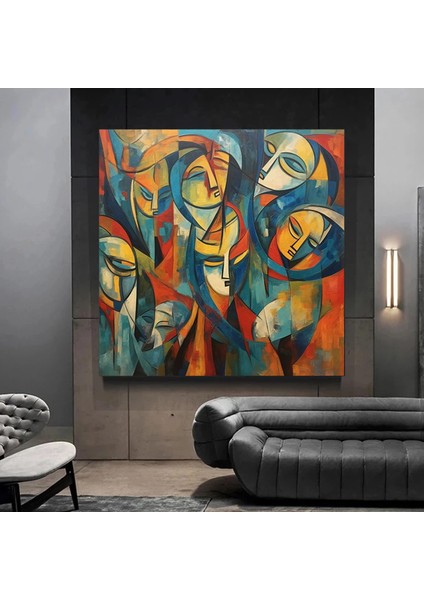 Sürreal Renkli Yüzler – Soyut Duvar Dekoru; Trend Poster; Çağdaş Duvar Sanatı; Soyut Yüz modelleri