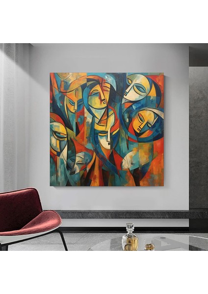 Sürreal Renkli Yüzler – Soyut Duvar Dekoru; Trend Poster; Çağdaş Duvar Sanatı; Soyut Yüz fırsatları