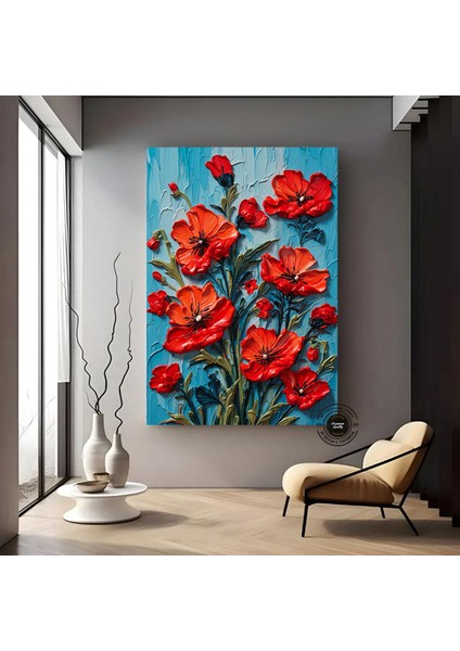Renkli Lale Kanvas Tablosu, Renkli Çiçek Duvar Sanatı, Lale Sanatı, Renkli Baskı