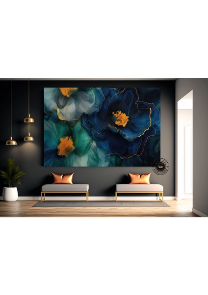 Lüks Mermer Duvar Dekoru, Sıvı Mermer Stili Çiçekli Soyut Kanvas fiyatları