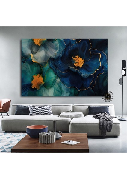 Lüks Mermer Duvar Dekoru, Sıvı Mermer Stili Çiçekli Soyut Kanvas modelleri