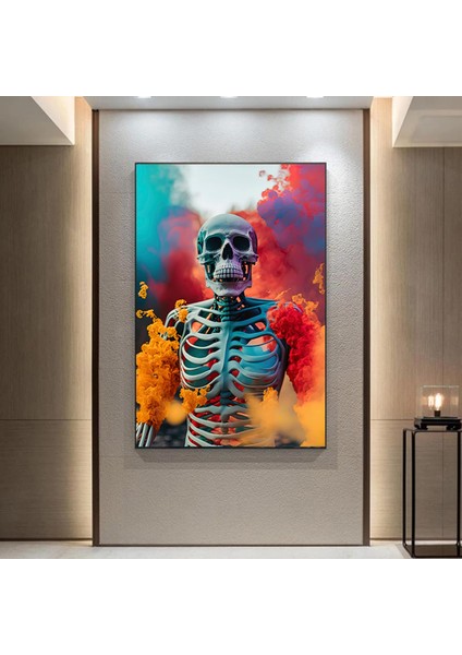 Iskelet Kanvas Duvar Sanatı; Sürreal Kanvas Boyama; Modern Ev Dekorasyonu