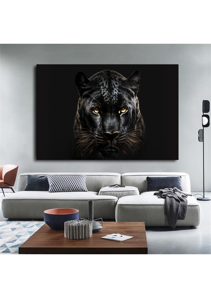 Kara Panter Posteri, Siyah ve Altın Renkli Soyut Panter Kanvası, Büyük Dijital Baskı modelleri