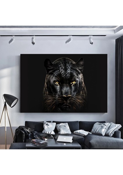 Kara Panter Posteri, Siyah ve Altın Renkli Soyut Panter Kanvası, Büyük Dijital Baskı fırsatları