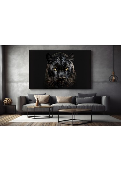 Kara Panter Posteri, Siyah ve Altın Renkli Soyut Panter Kanvası, Büyük Dijital Baskı indirimleri
