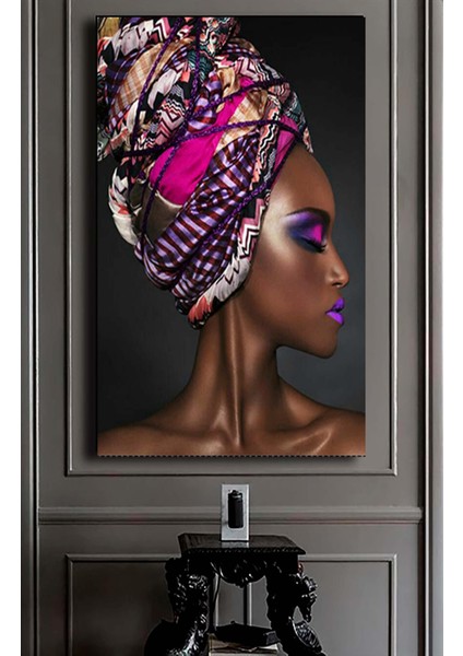 Modern Afrikalı Kadın Kanvas Tablosu; Oturma Odası Dekoru; Etnik Kadın Sanatı modelleri