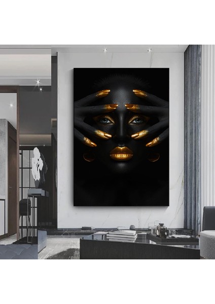 Modern Afrikalı Kadın Kanvas Tablo; Oturma Odası Dekoru; Etnik Kadın Sanatı; Afrikalı Kadın Baskısı