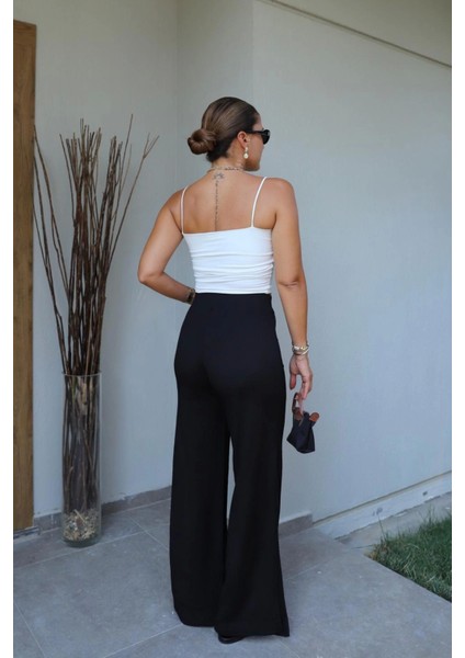 Siyah Bel Bağlama Detay Pantolon modelleri