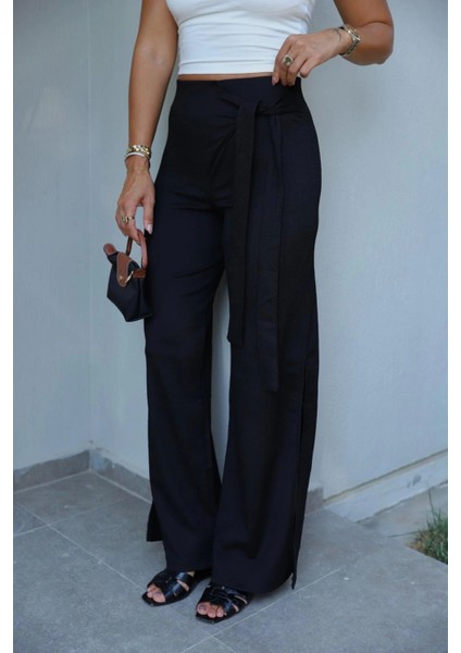 Siyah Bel Bağlama Detay Pantolon indirimleri