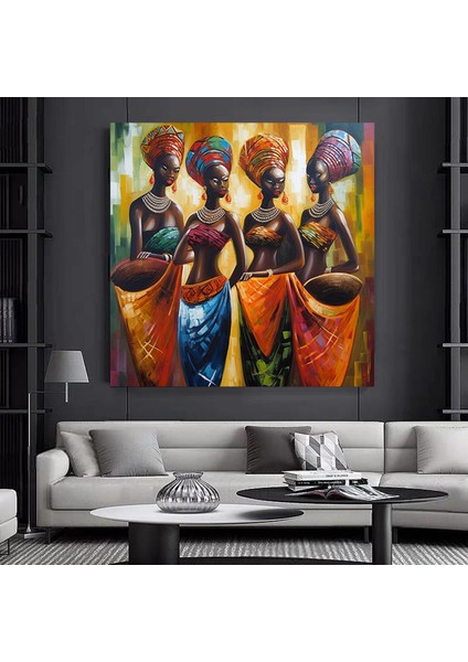 Renkli Afrika Kadını Kanvas Tablosu, Afro-Amerikan Sanatı, Modern Sanat Baskısı, Moda Dekoru