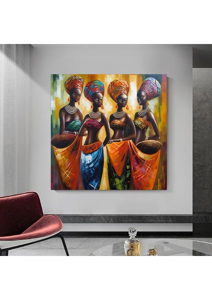 Renkli Afrika Kadını Kanvas Tablosu, Afro-Amerikan Sanatı, Modern Sanat Baskısı, Moda Dekoru