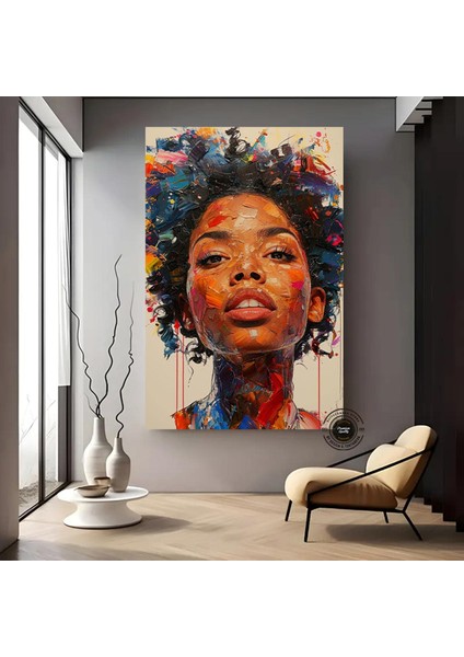 Afrika Kadın Portresi, Afrika Amerikan Kültürü, Afrika Kabilesi Duvar Sanatı