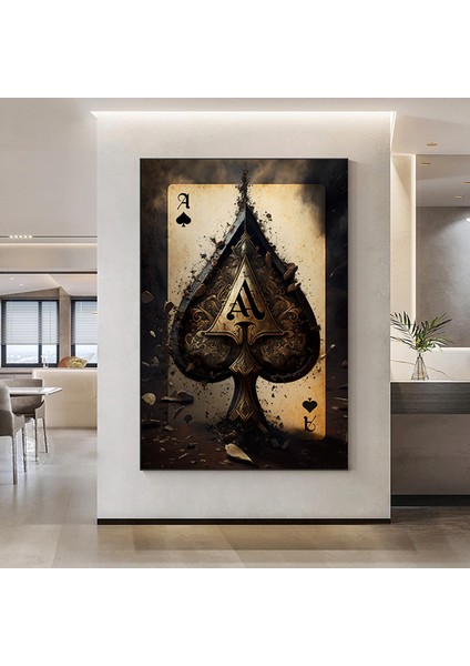 Poker Kartları Kanvas Tablosu, Poker Duvar Sanatı, Siyah Kanvas Tablo, Modern Sanat, Antika Stil fiyatları