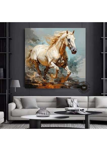 Renkli At Kanvas Tablosu – Şahlanan At Baskısı – Modern Duvar Dekoru