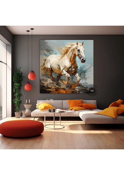 Renkli At Kanvas Tablosu – Şahlanan At Baskısı – Modern Duvar Dekoru fırsatları