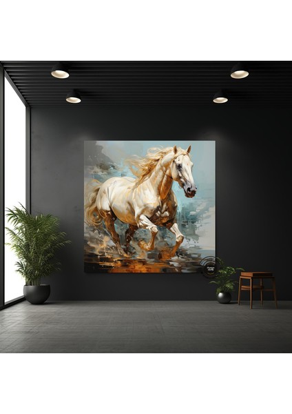 Renkli At Kanvas Tablosu – Şahlanan At Baskısı – Modern Duvar Dekoru