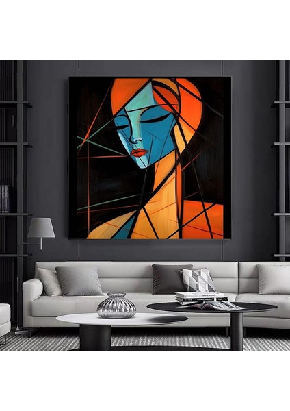 Soyut Geometrik Kadın Portresi, Dijital Sanat Kanvas Baskısı