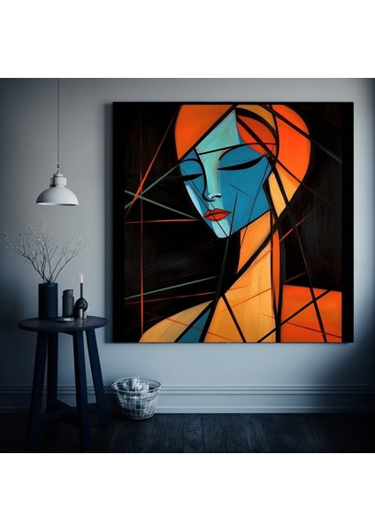 Soyut Geometrik Kadın Portresi, Dijital Sanat Kanvas Baskısı fiyatları