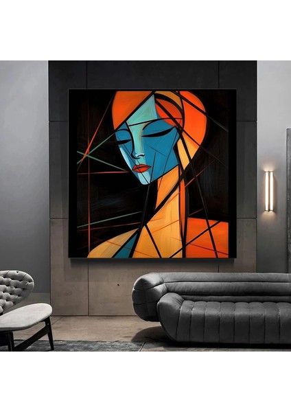 Soyut Geometrik Kadın Portresi, Dijital Sanat Kanvas Baskısı modelleri